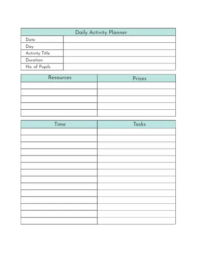 Free Daily Preschool Planner Template to Edit Online