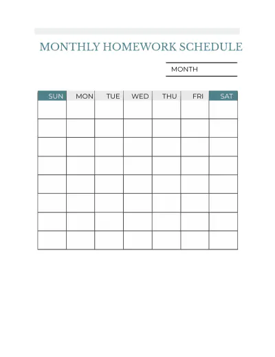 Free Monthly Homework Planner Template to Edit Online