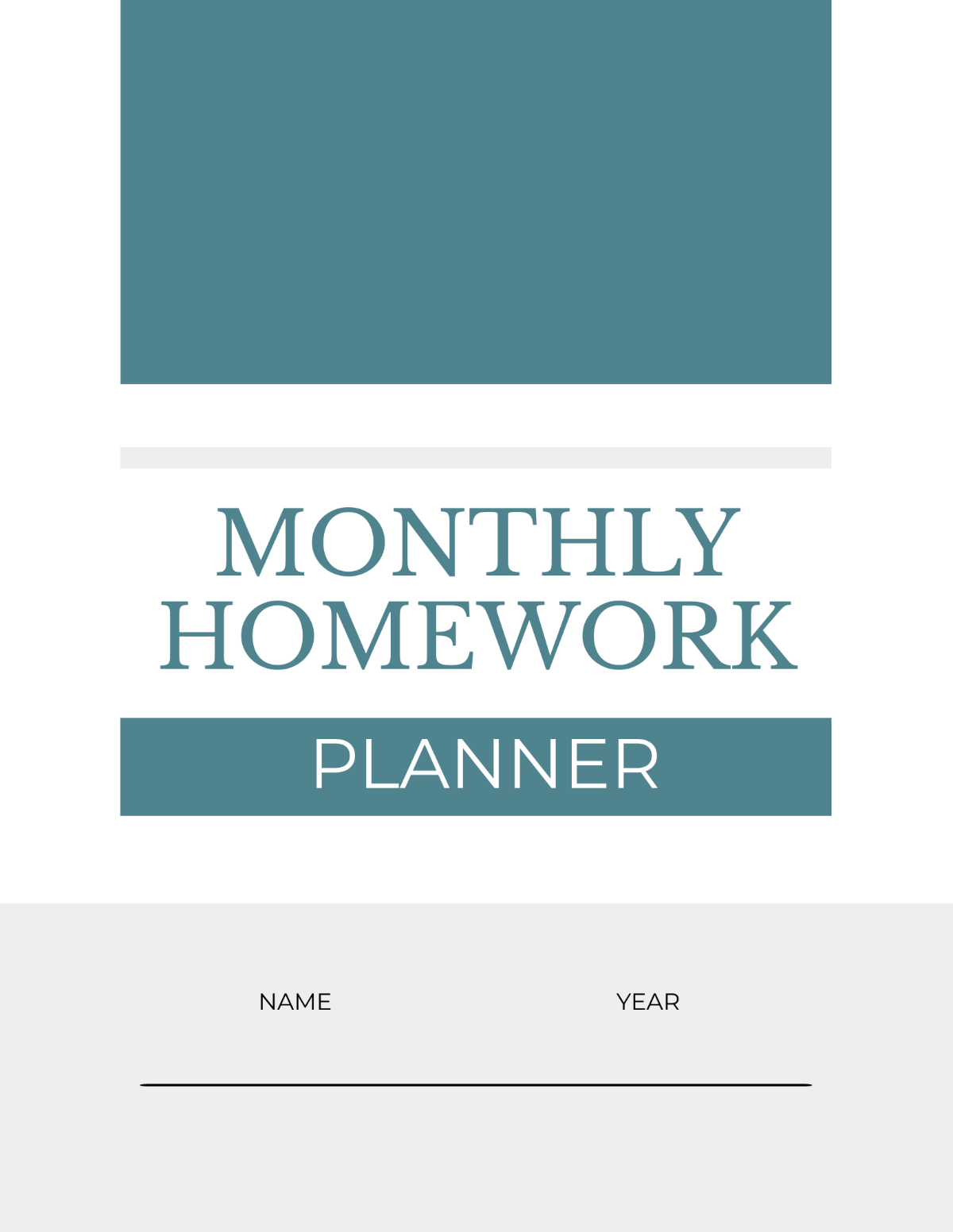 Monthly Homework Planner Template