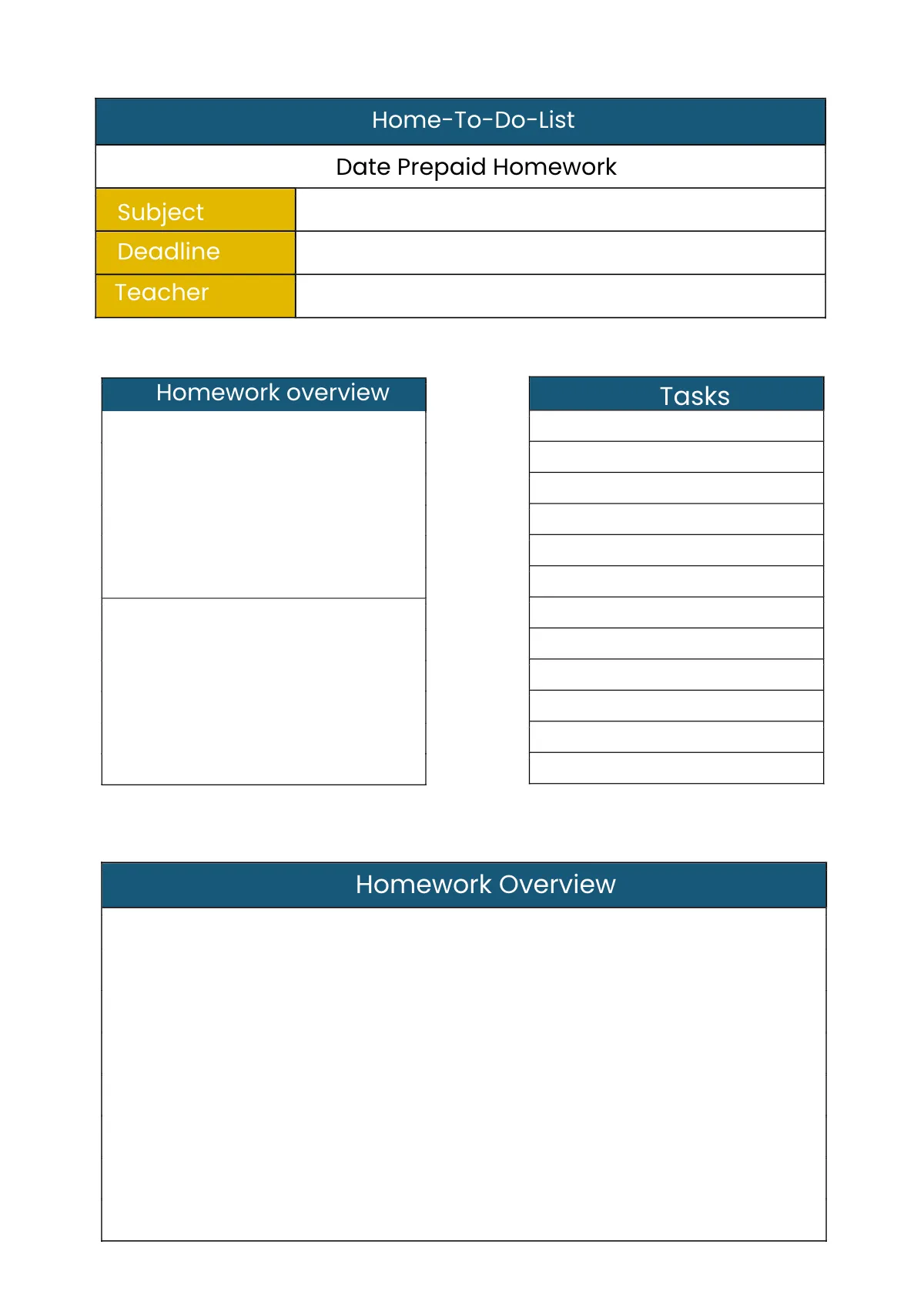 Free Middle School Homework Planner Template to Edit Online