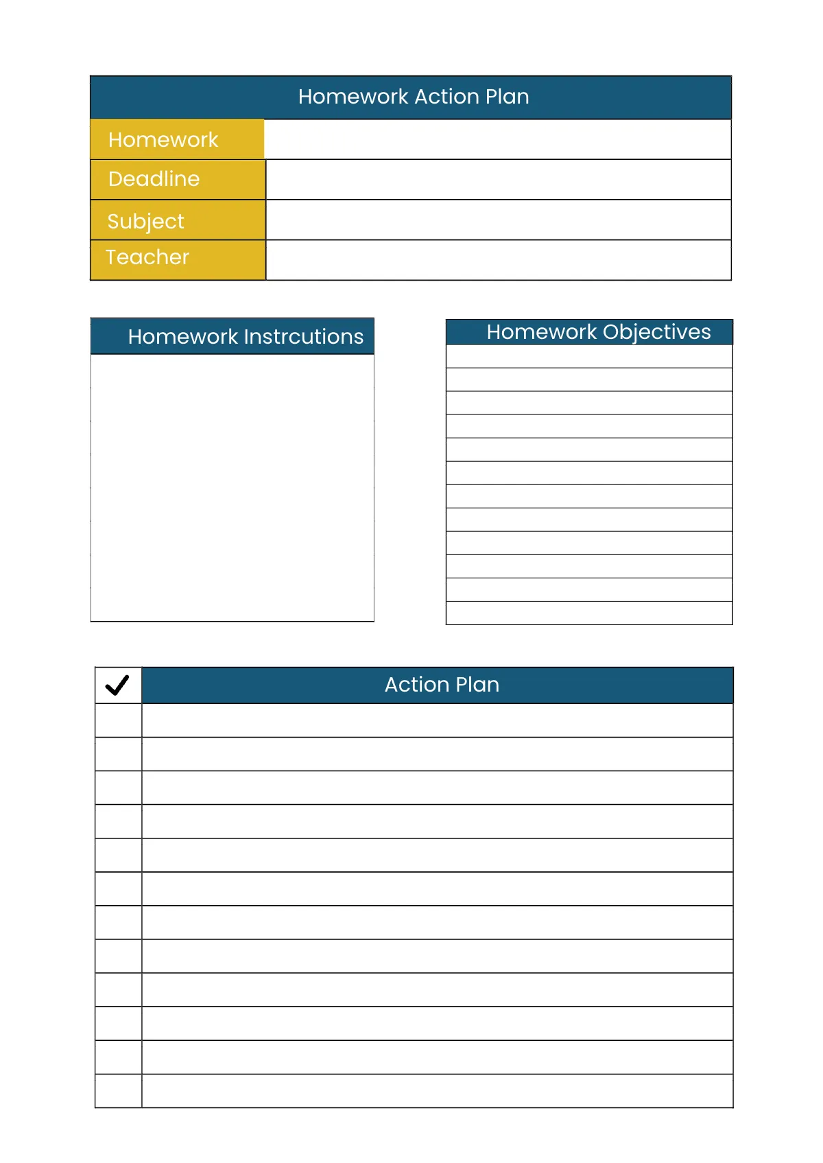Free Middle School Homework Planner Template to Edit Online