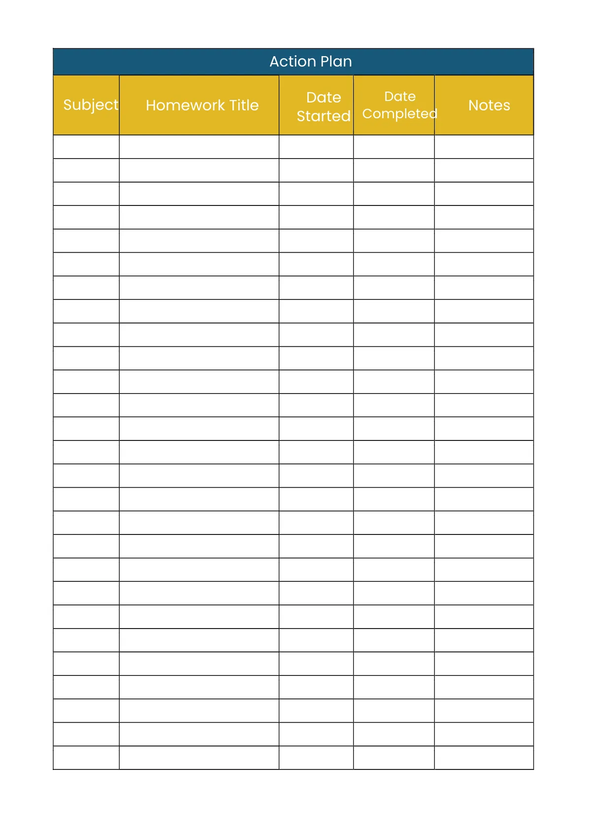 Free Middle School Homework Planner Template to Edit Online
