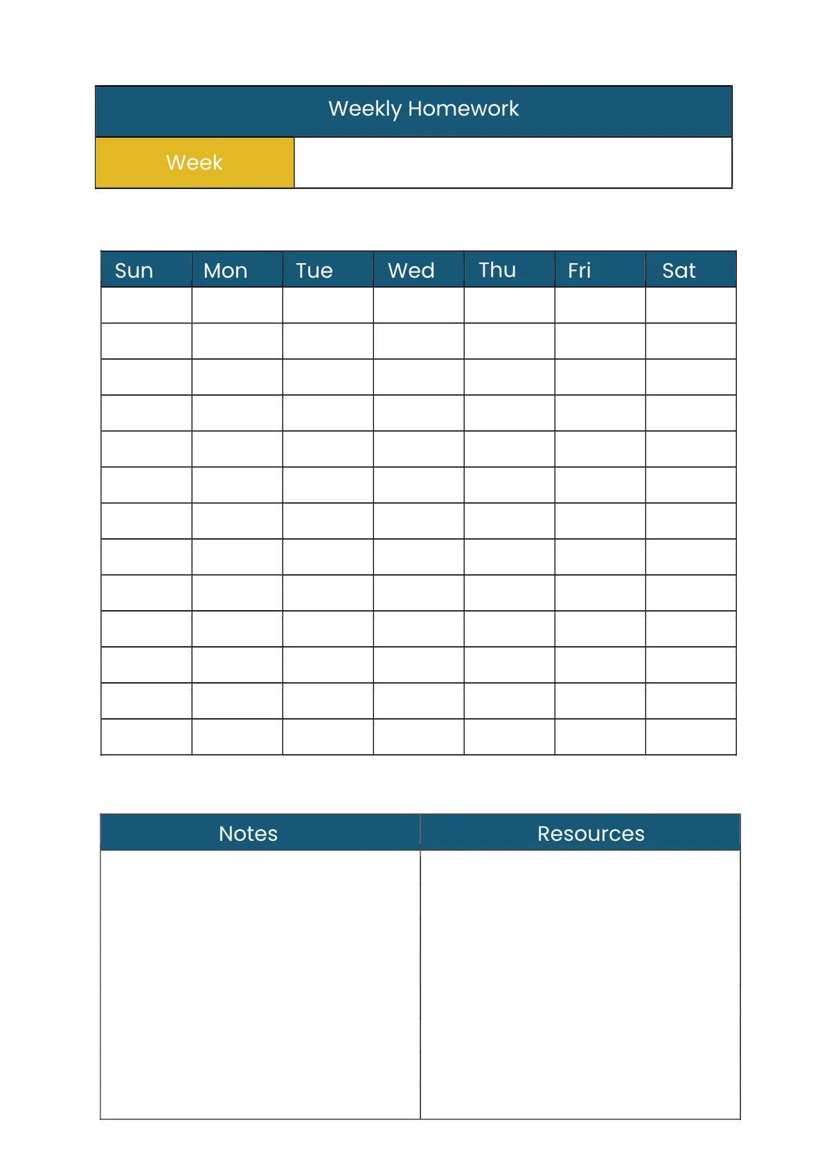 Free Middle School Homework Planner Template to Edit Online