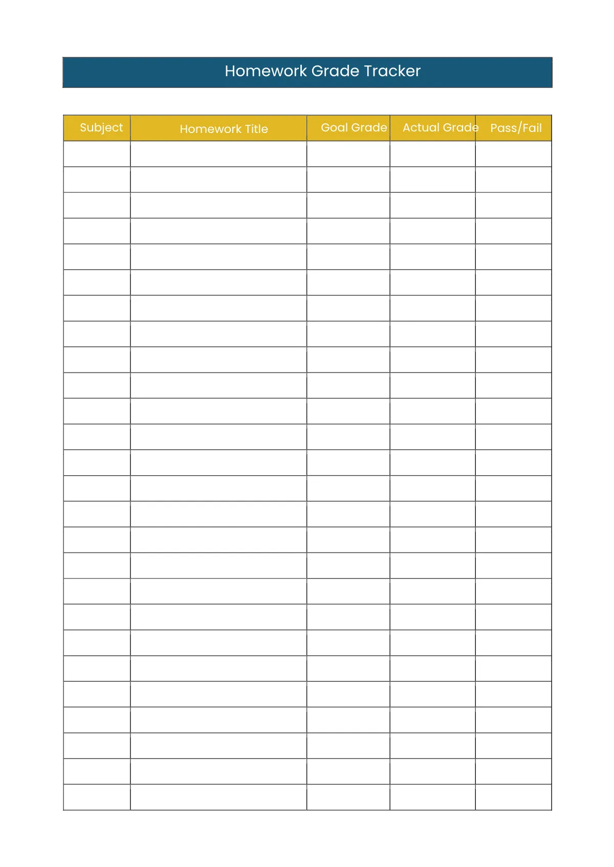 Free Middle School Homework Planner Template to Edit Online