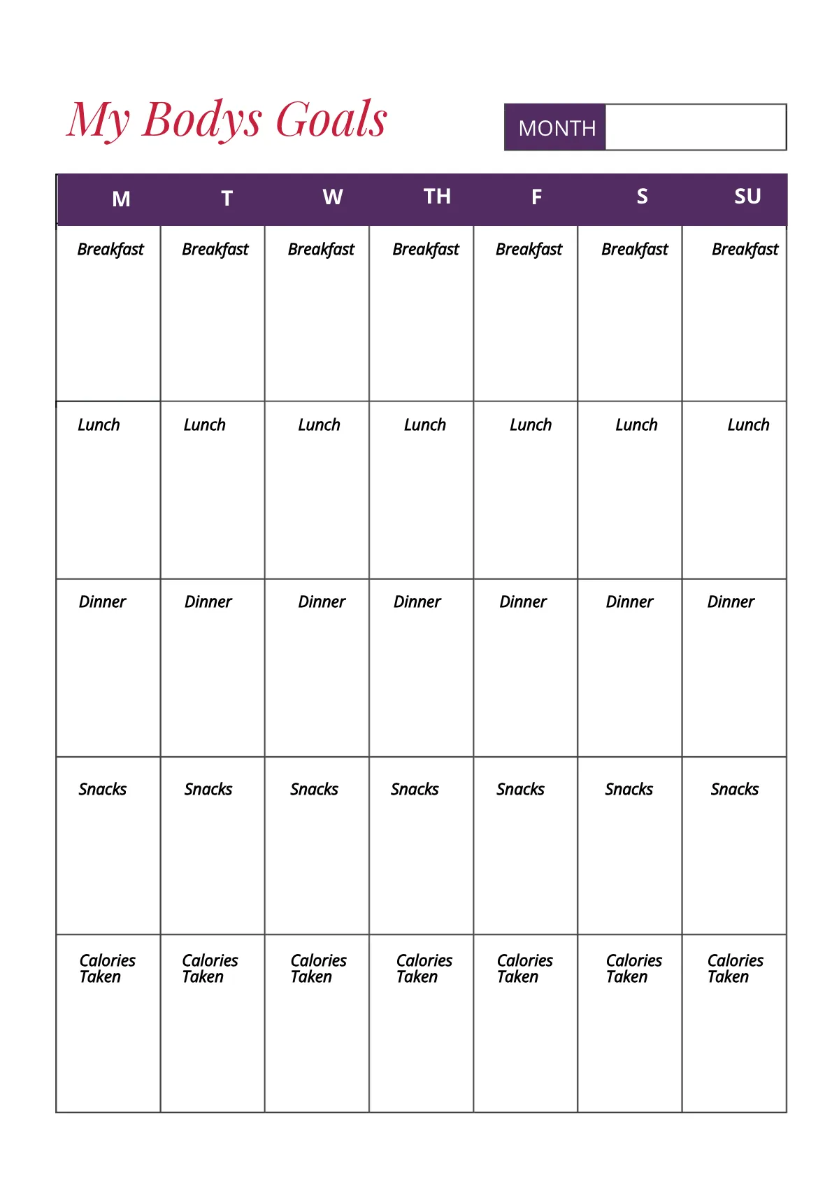 Free Sample Diet Planner Template to Edit Online