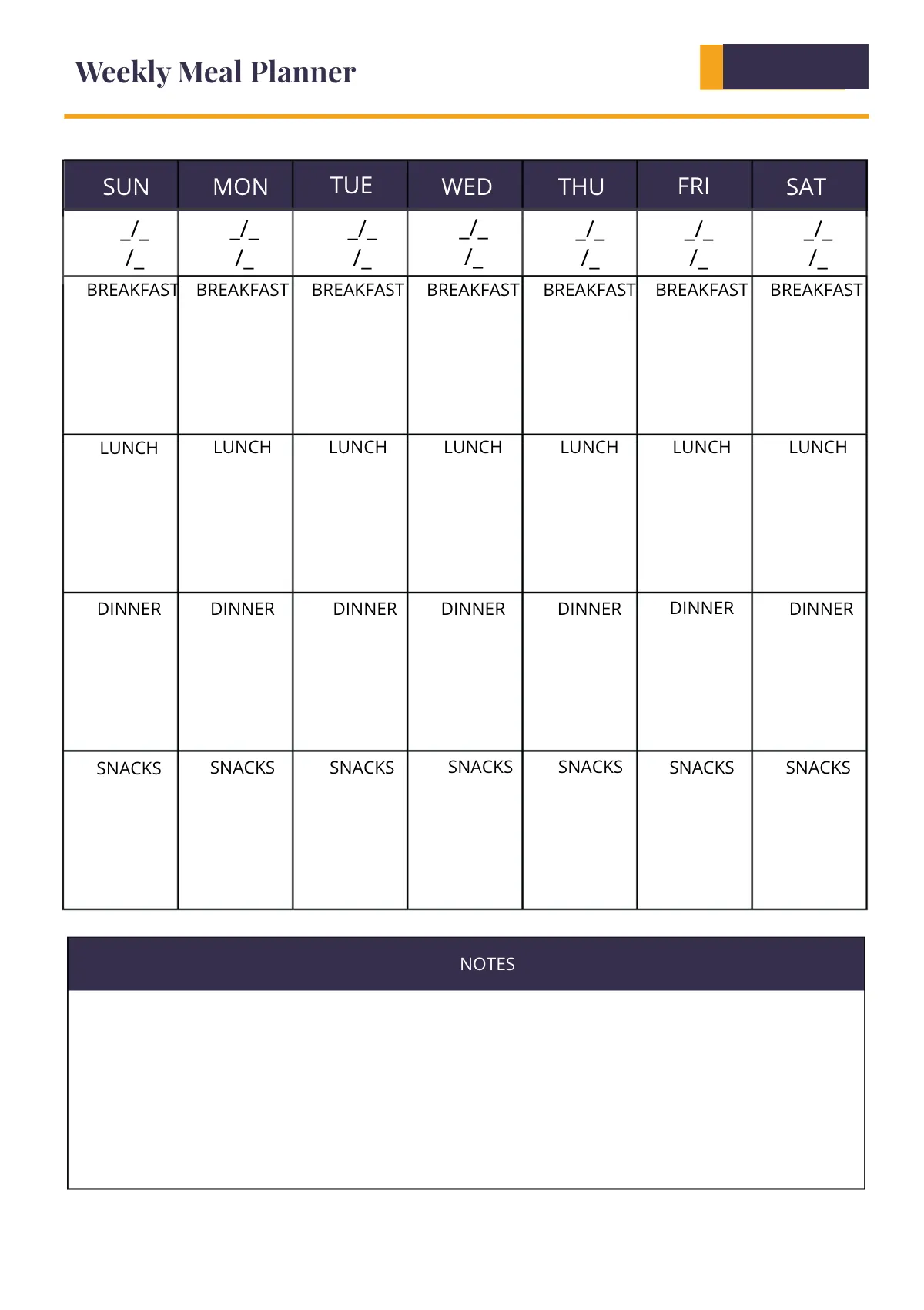 Free Simple Diet Planner Template to Edit Online