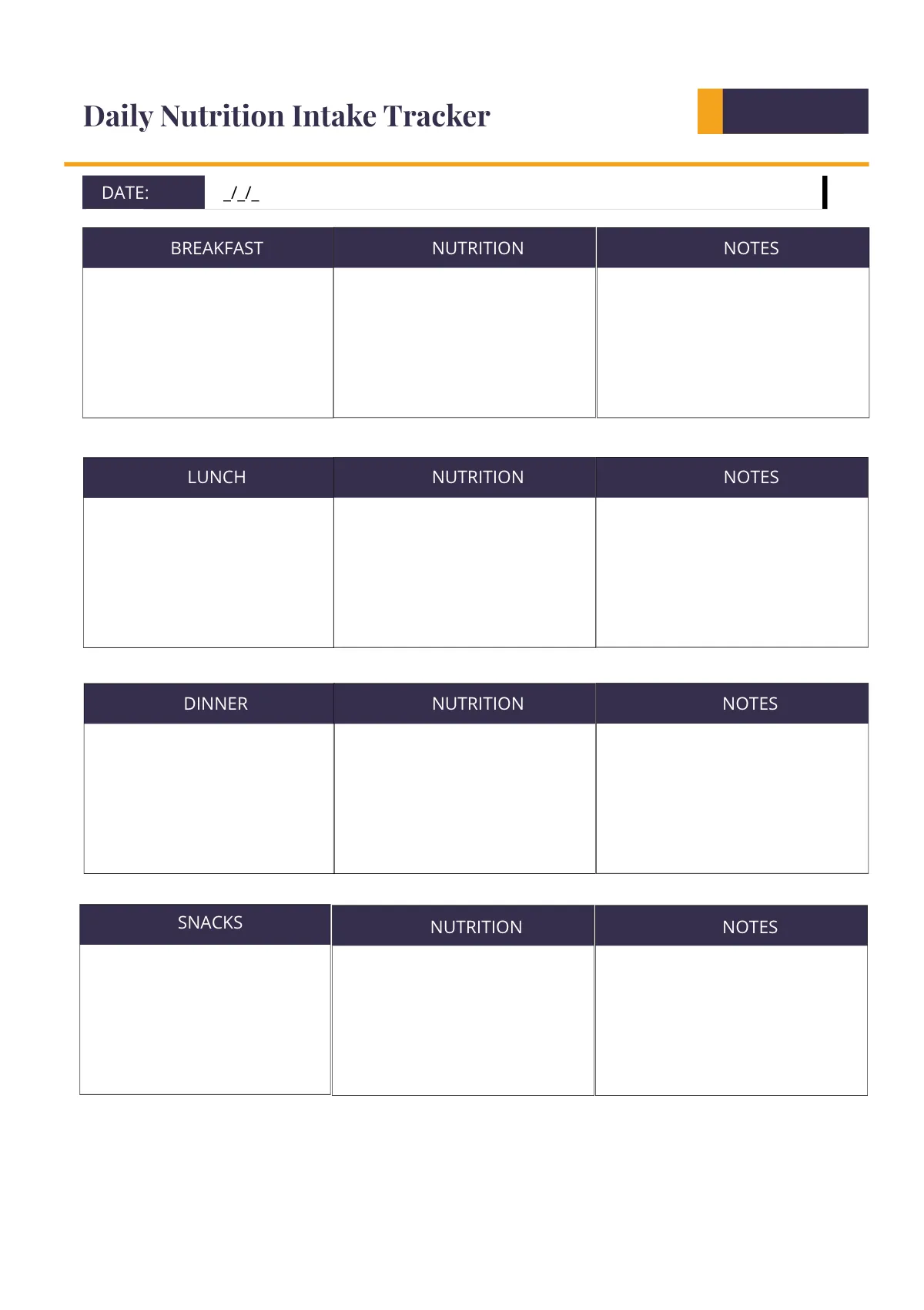 Free Simple Diet Planner Template to Edit Online