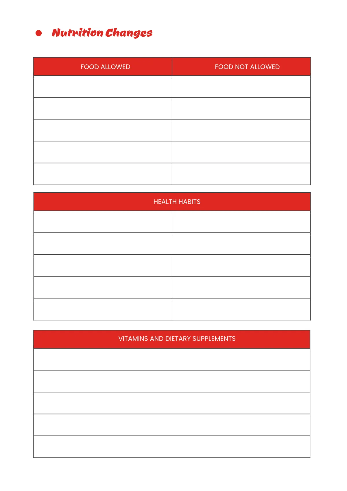 Free Basic Diet Planner Template to Edit Online