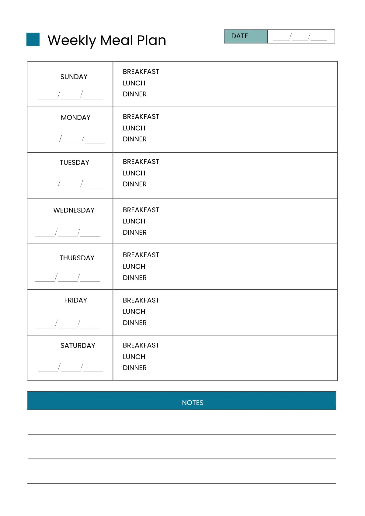 Free Editable Diet Planner Template to Edit Online