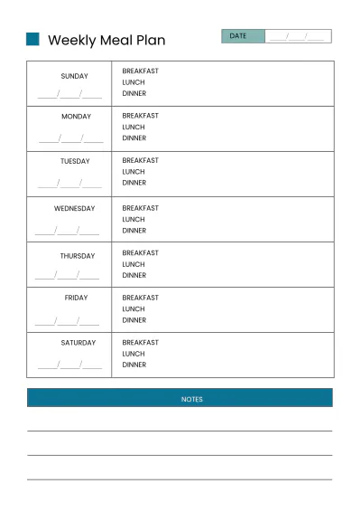 Free Editable Diet Planner Template to Edit Online