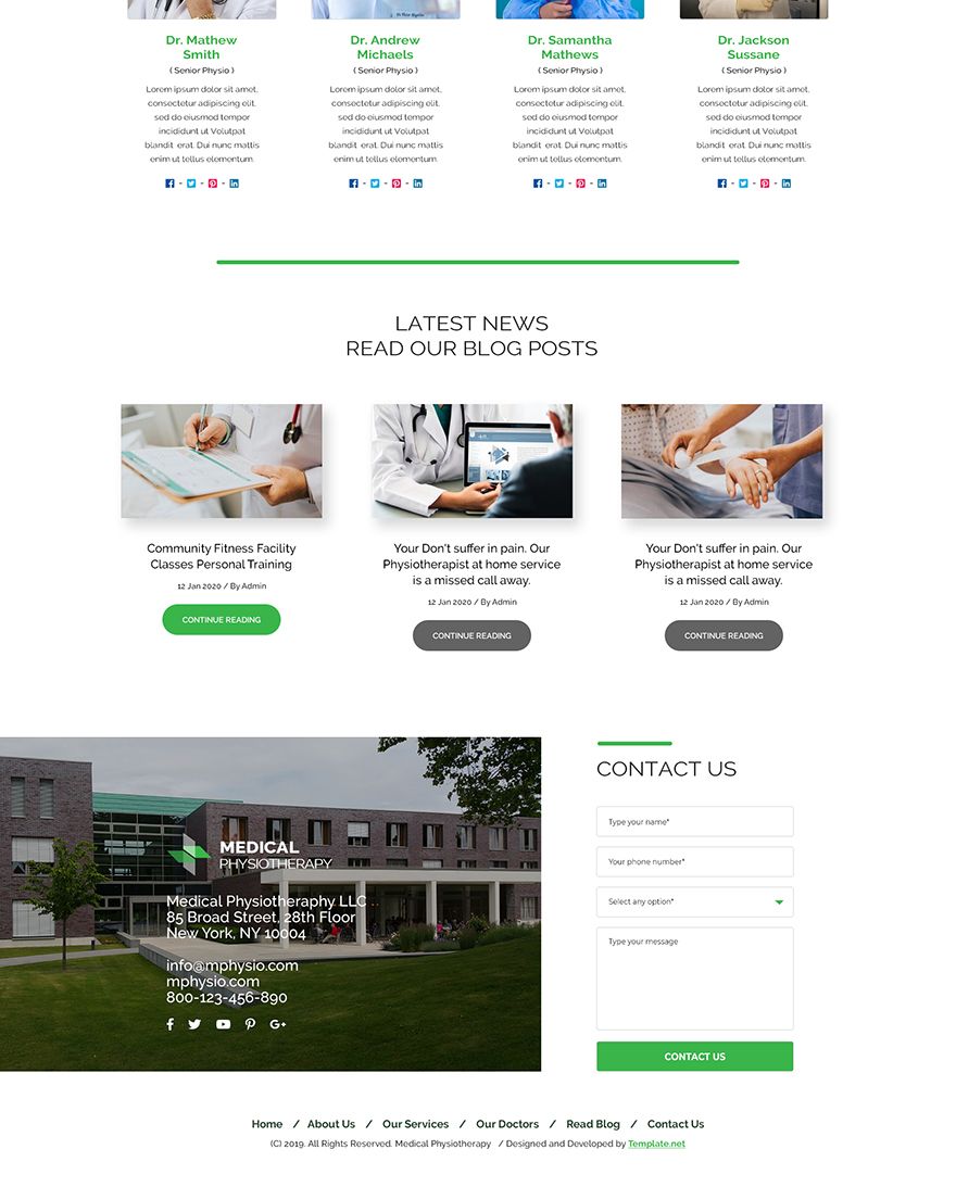 Physiotherapy PSD Landing Page Template
