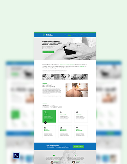 Physiotherapy PSD Landing page Template