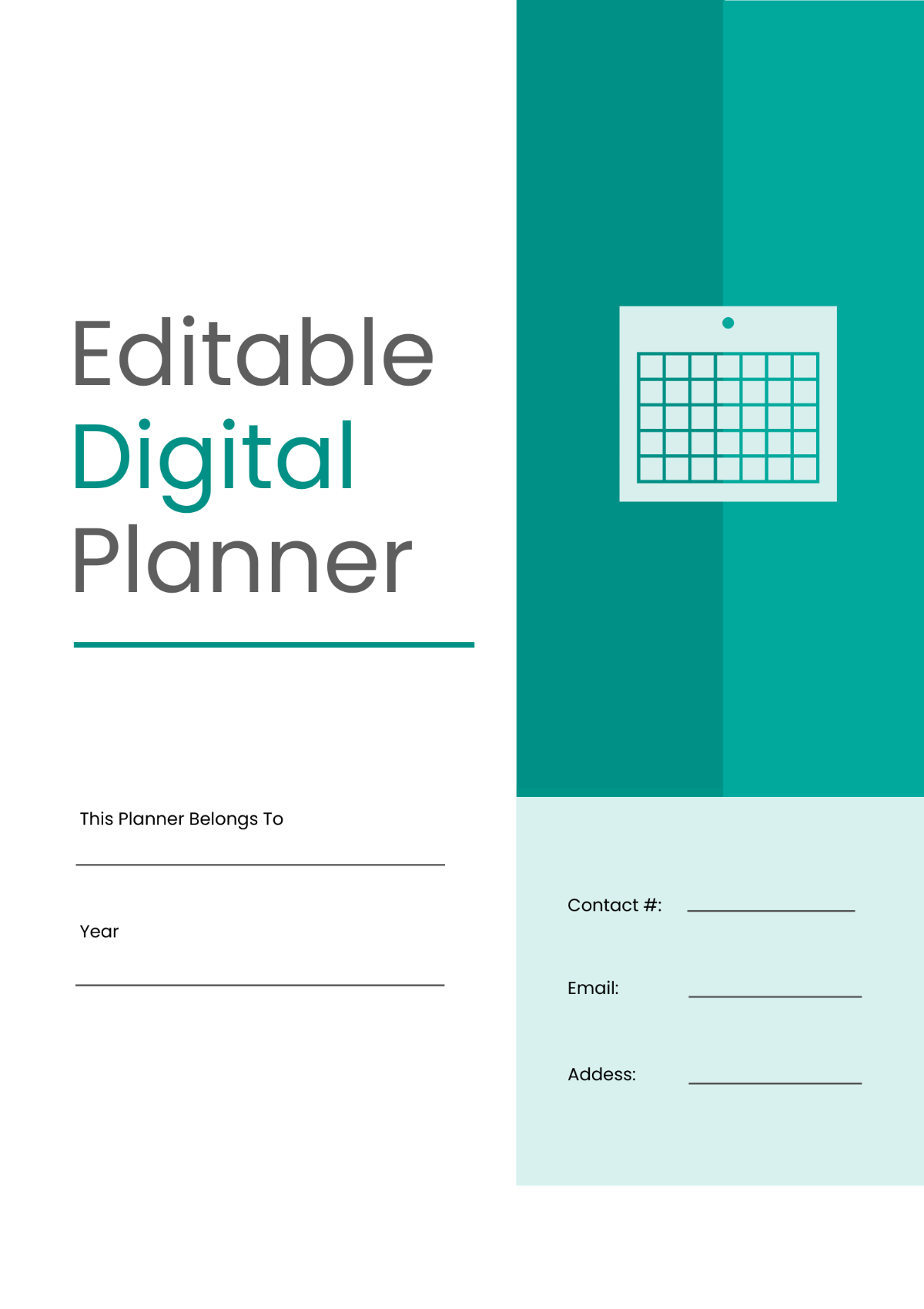 Editable Digital Planner Template