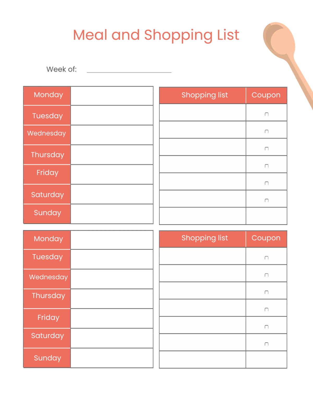 Free Editable Food Planner Template to Edit Online