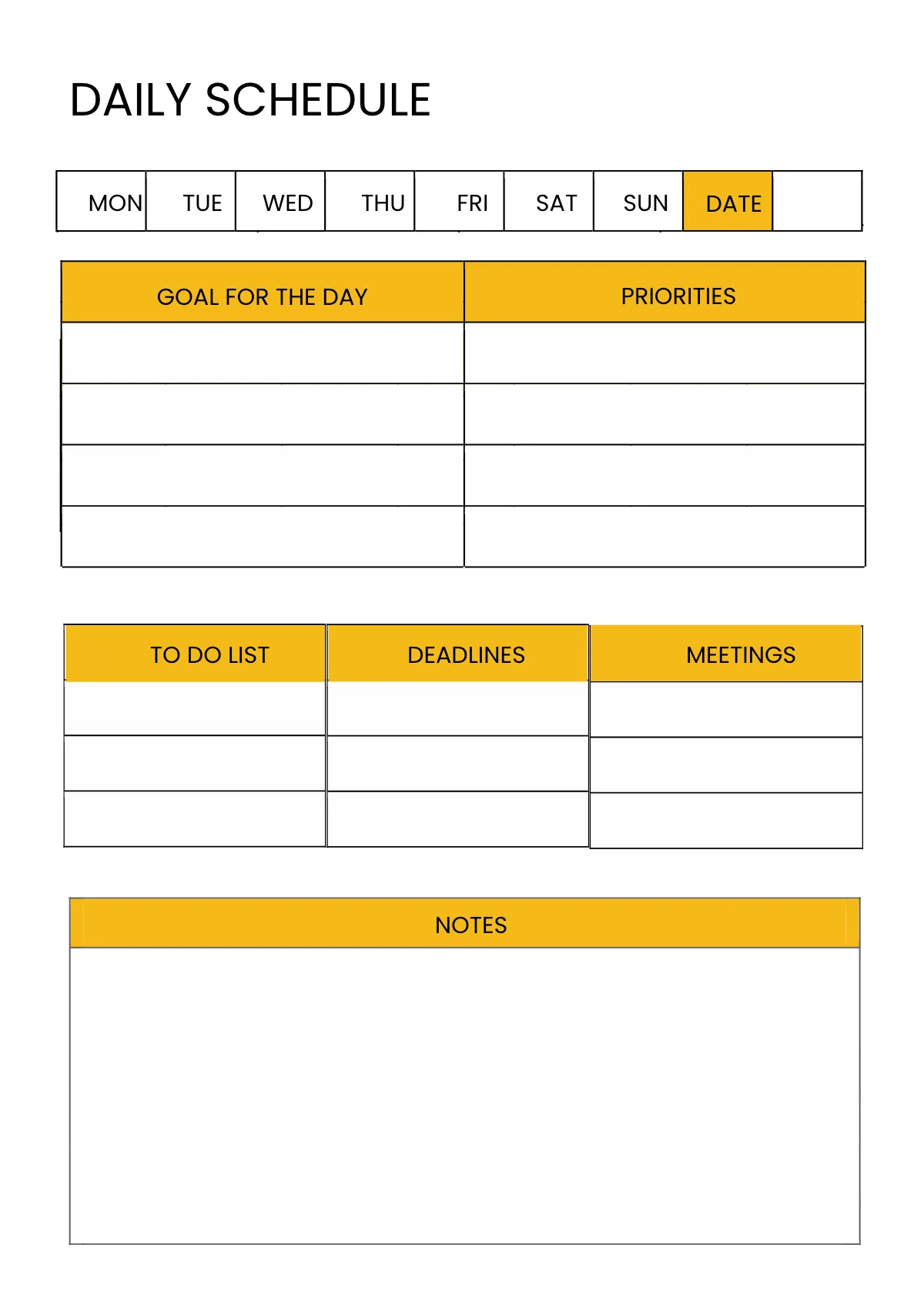 Free Editable Schedule Planner Template to Edit Online