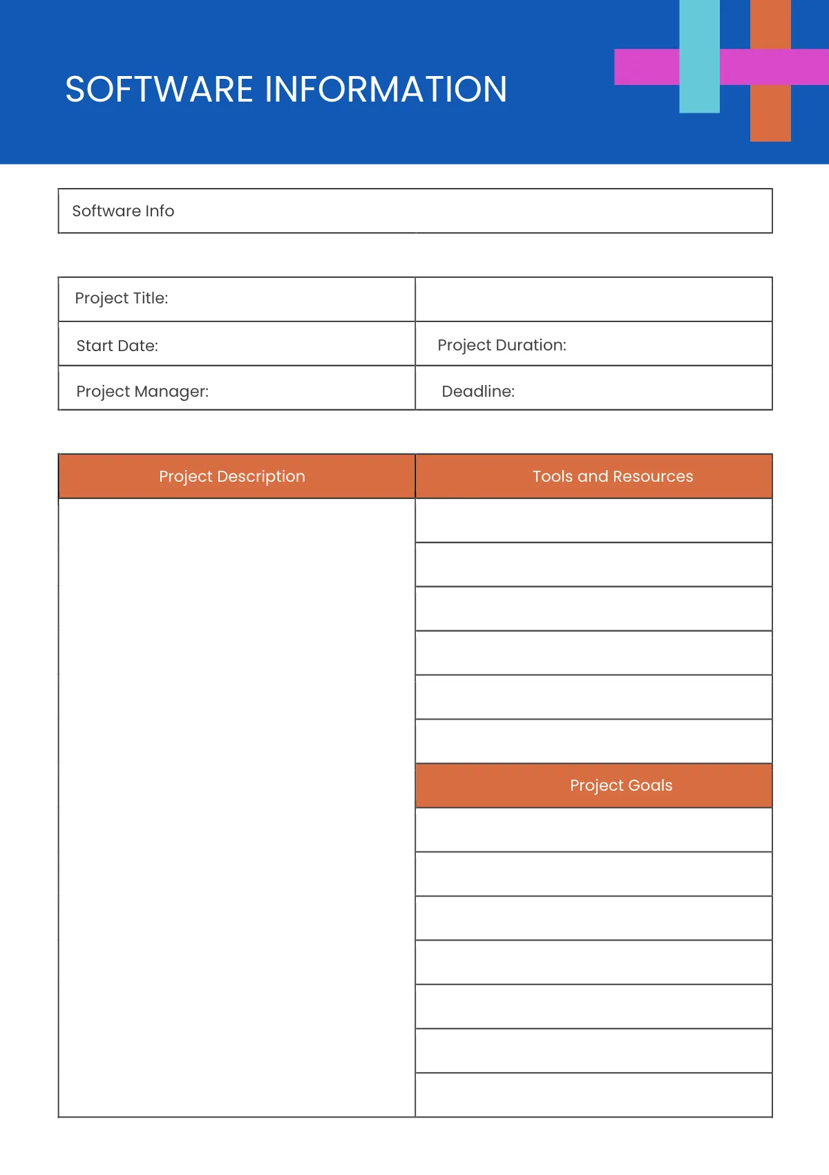 Free Sample Software Planner Template to Edit Online