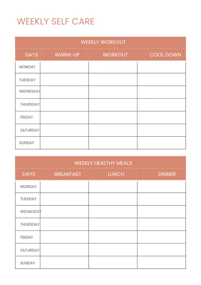 Free Basic Self Care Planner Template to Edit Online