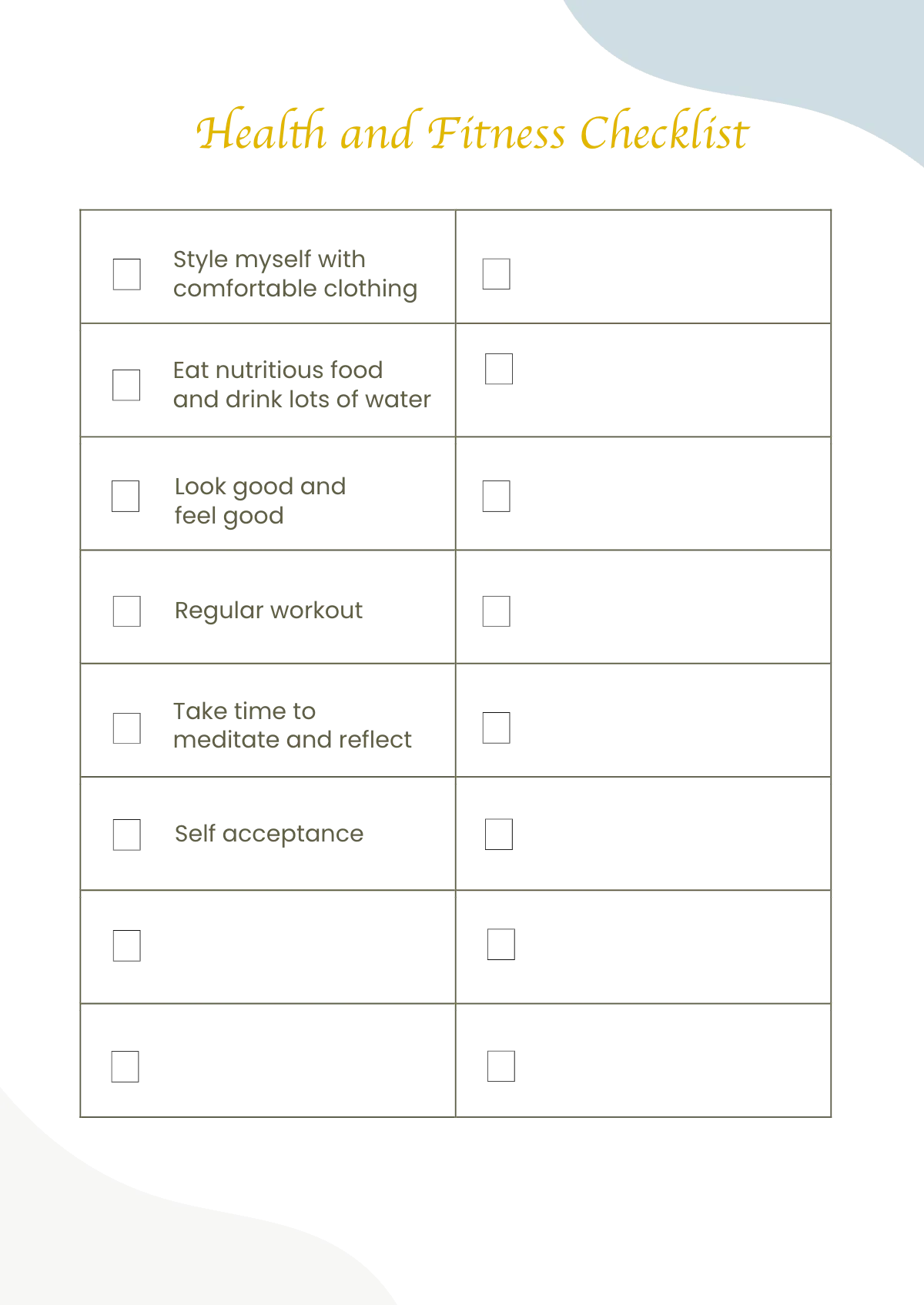 Free Editable Self Care Planner Template to Edit Online