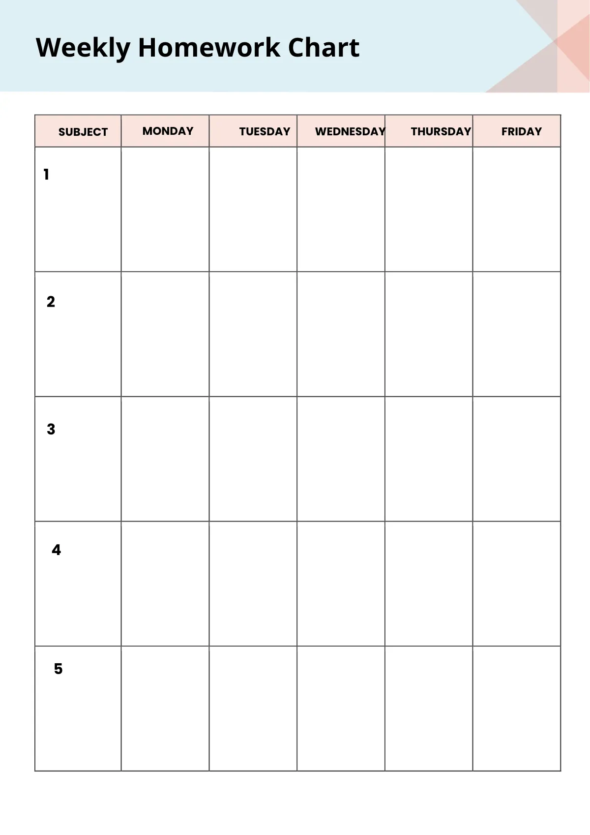 Free Editable Homework Planner Template to Edit Online