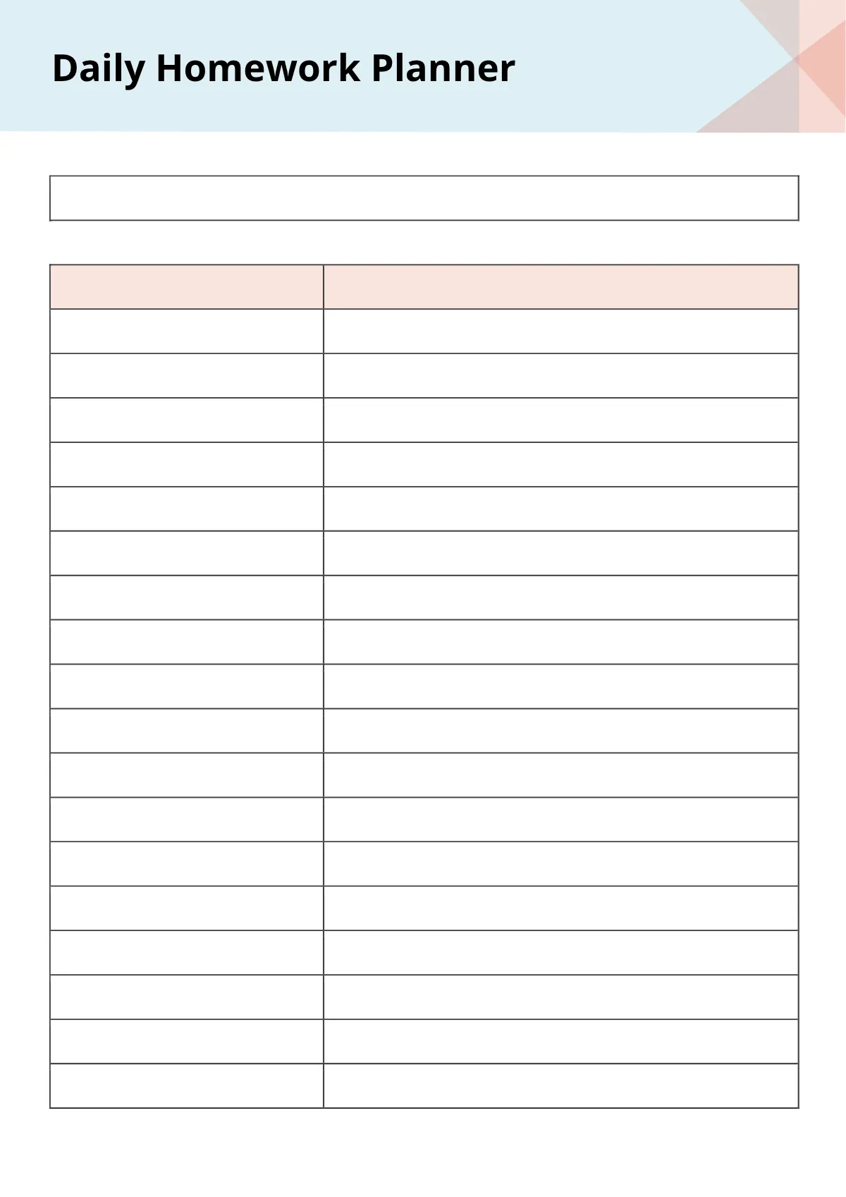 Free Editable Homework Planner Template to Edit Online