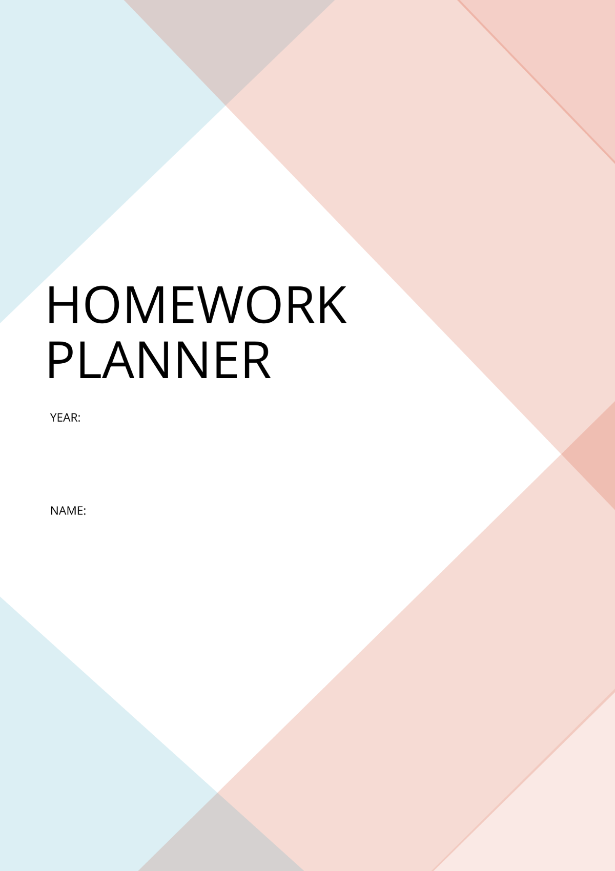 Editable Homework Planner Template