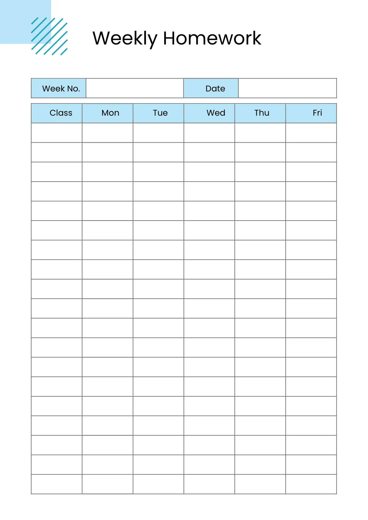 Free Simple Homework Planner Template to Edit Online