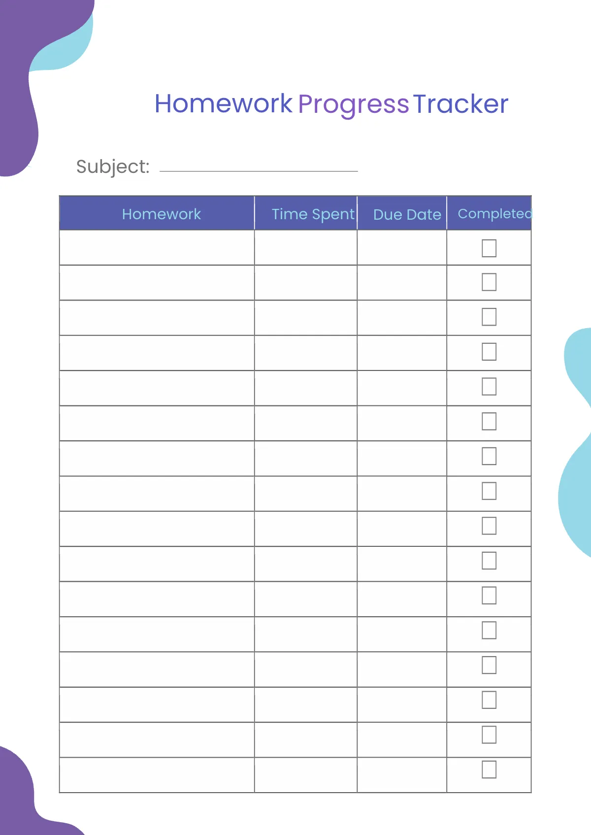 Free Basic Homework Planner Template to Edit Online