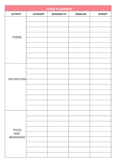 Free Simple Baby Shower Planner Template to Edit Online