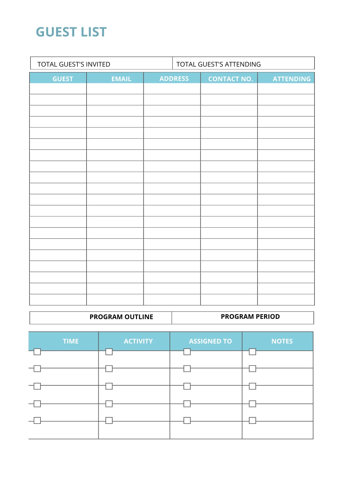 Free Basic Baby Shower Planner Template to Edit Online