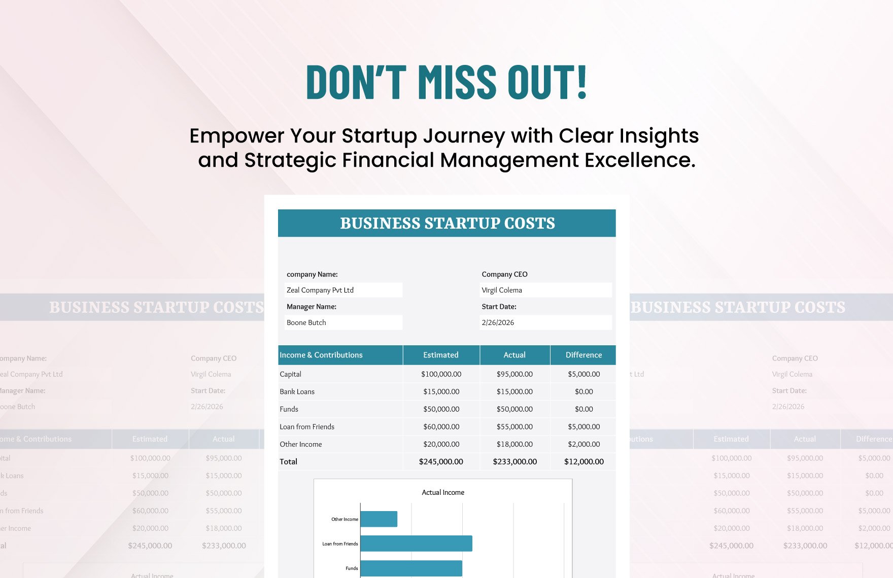 Business Start Up Costs Template