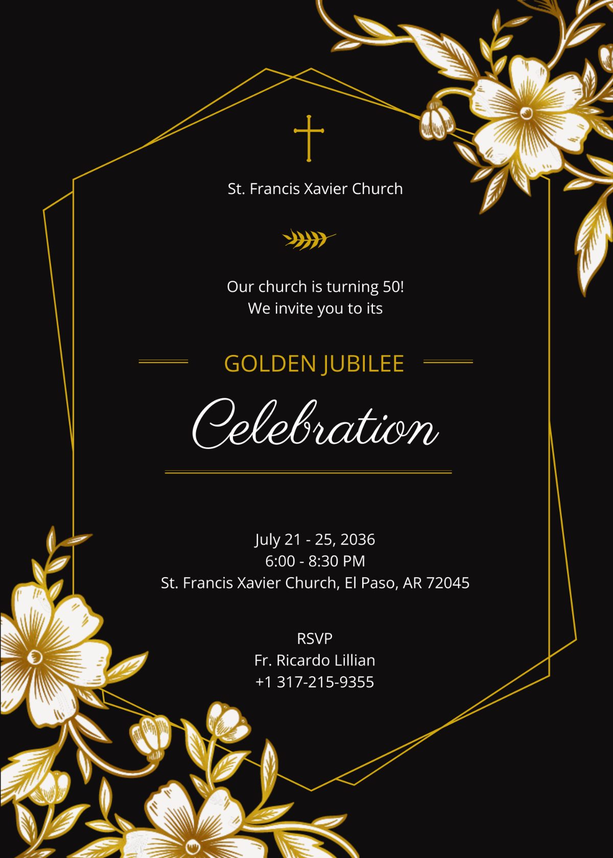 Golden Jubilee Invitation Card Template