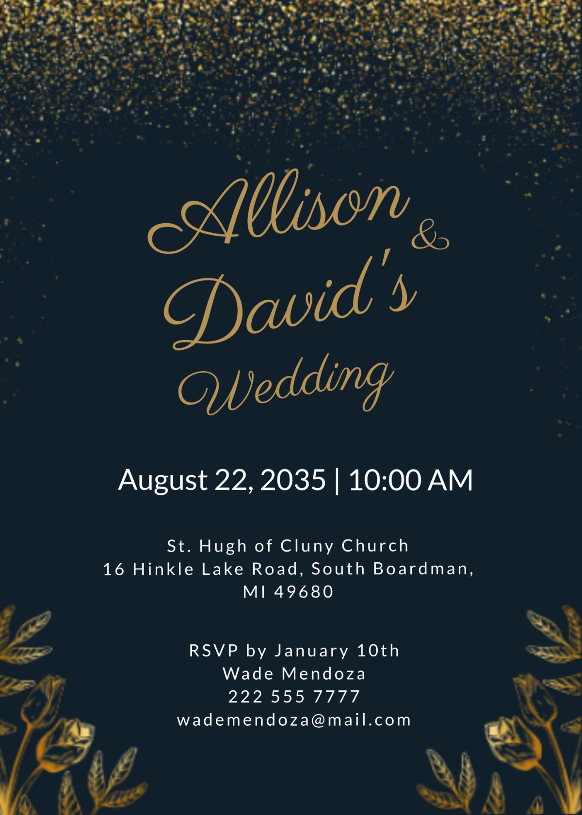 Golden Rain Wedding Invitation Template