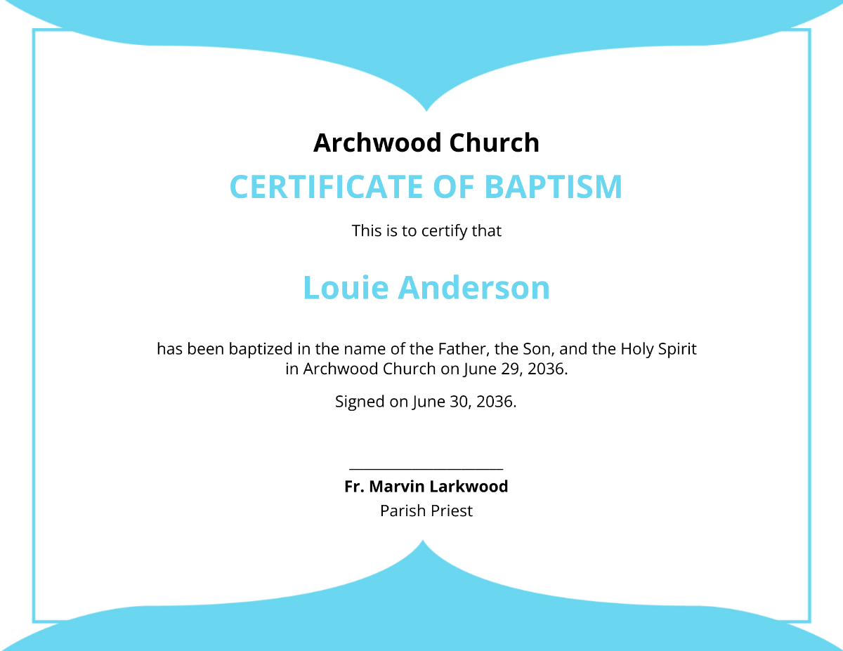 Church Baptismal Certificate