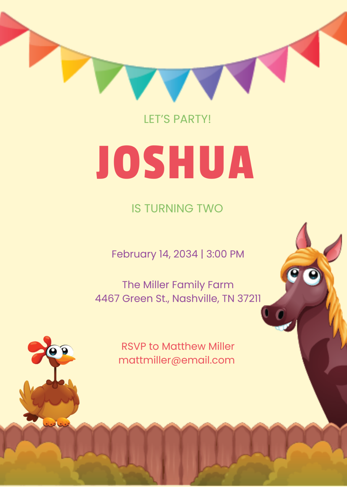 Free Farm Birthday Party Invitation Template