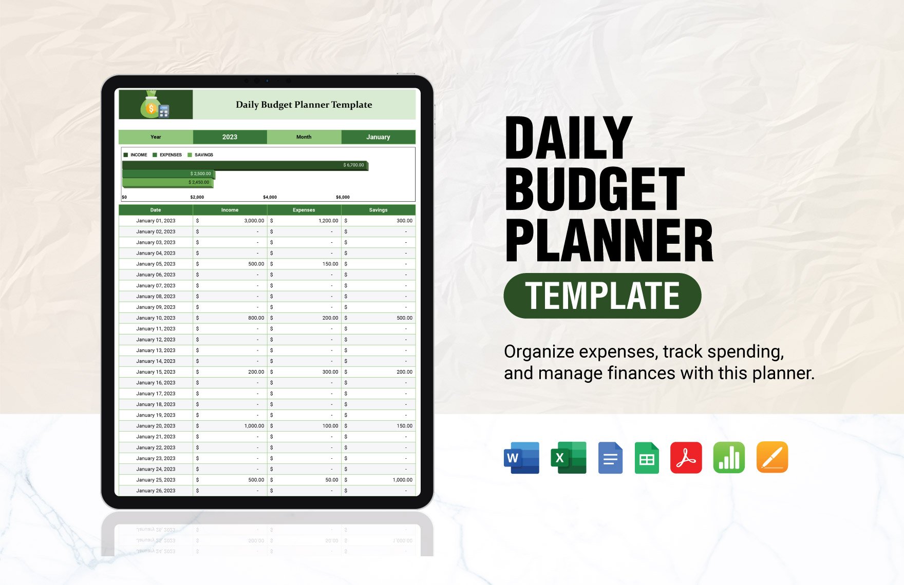 Daily Budget Planner Template in Word, Google Docs, Excel, PDF, Google Sheets, Apple Pages, Apple Numbers
