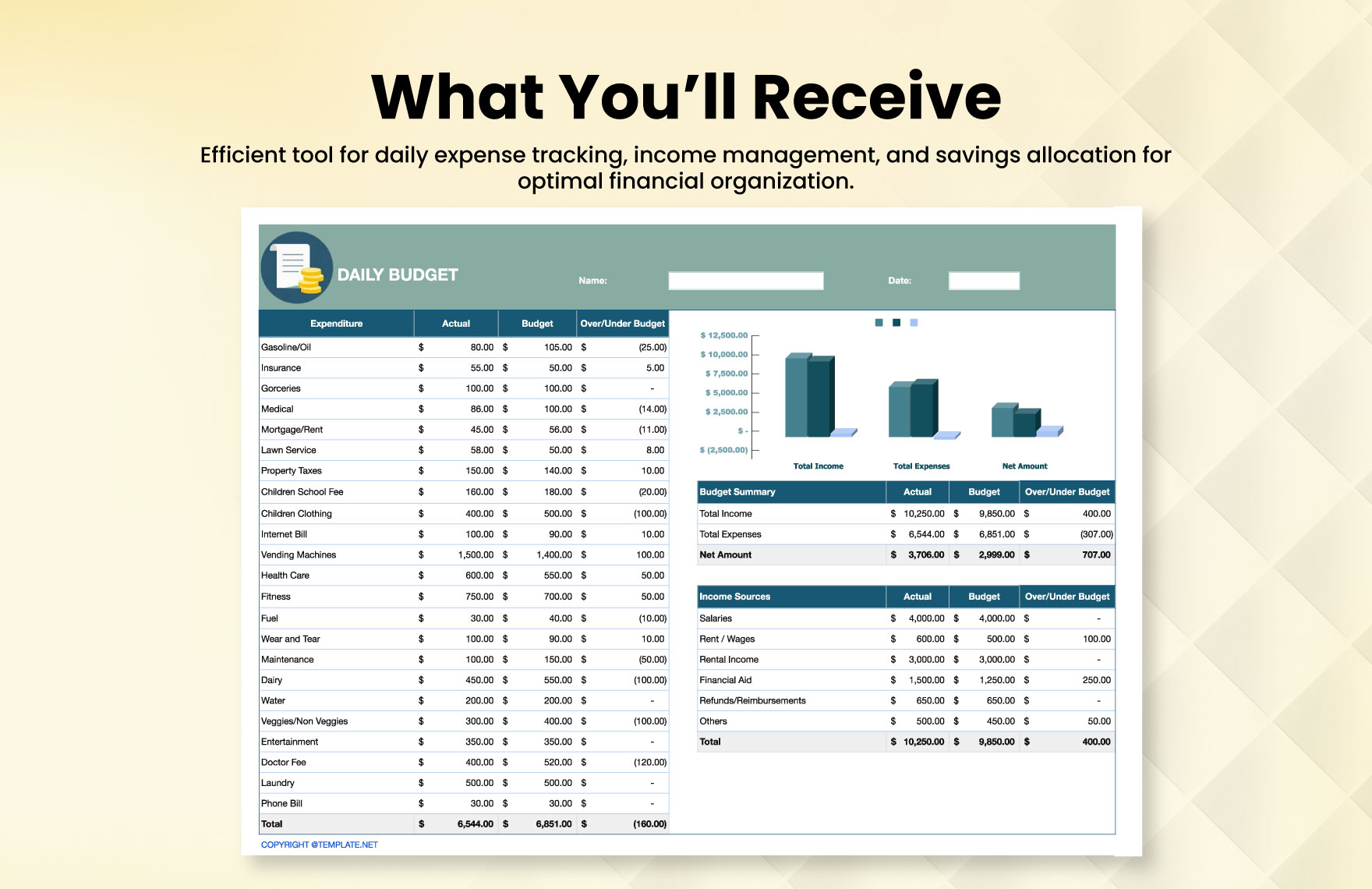 Daily Budget Template in GDocsLink, MS Word, Pages, Portable Documents ...