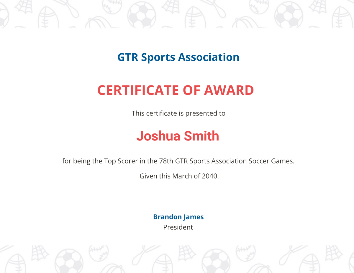 Elegant Soccer Award Certificate