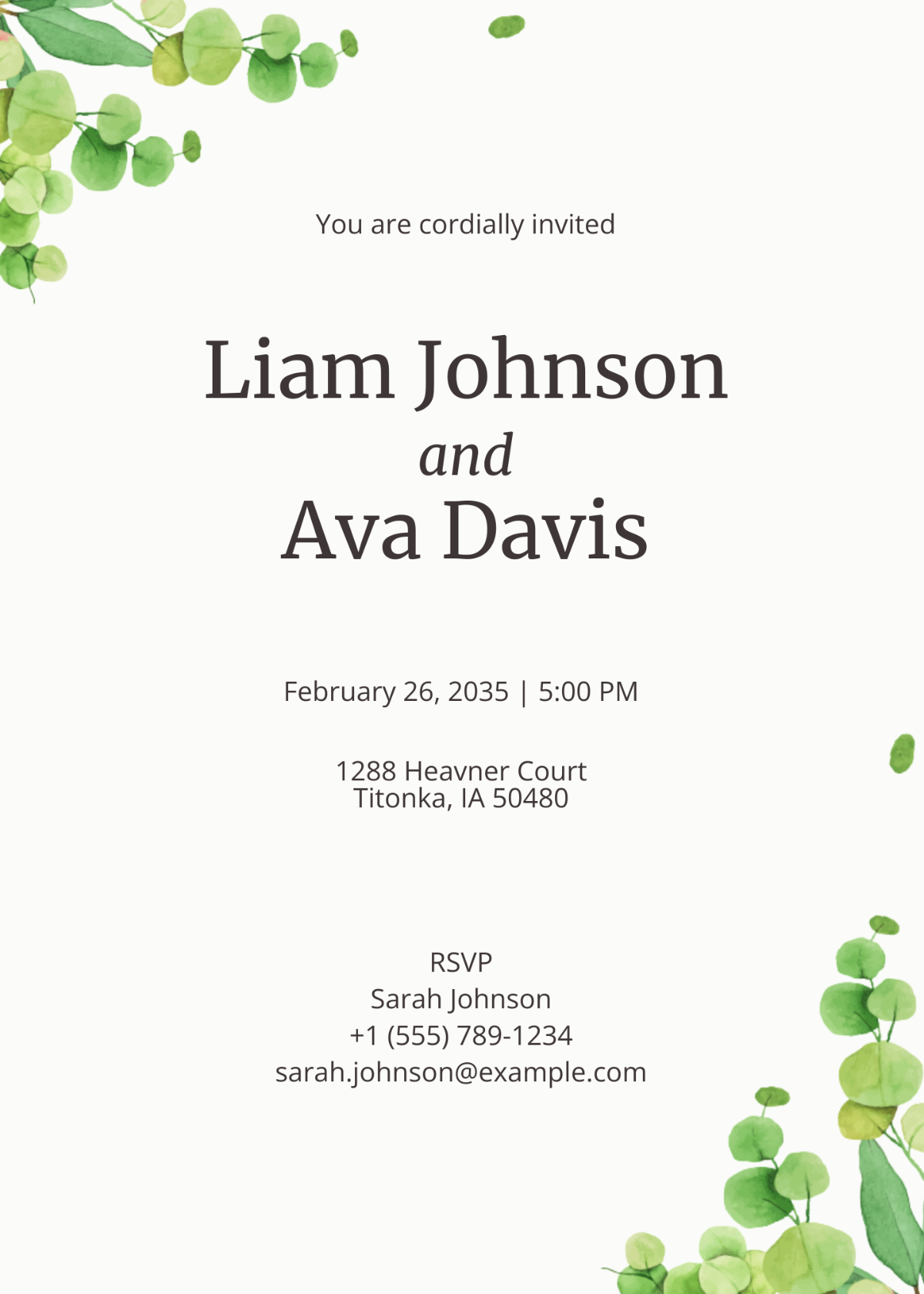 Green Foliage Wedding Invitation