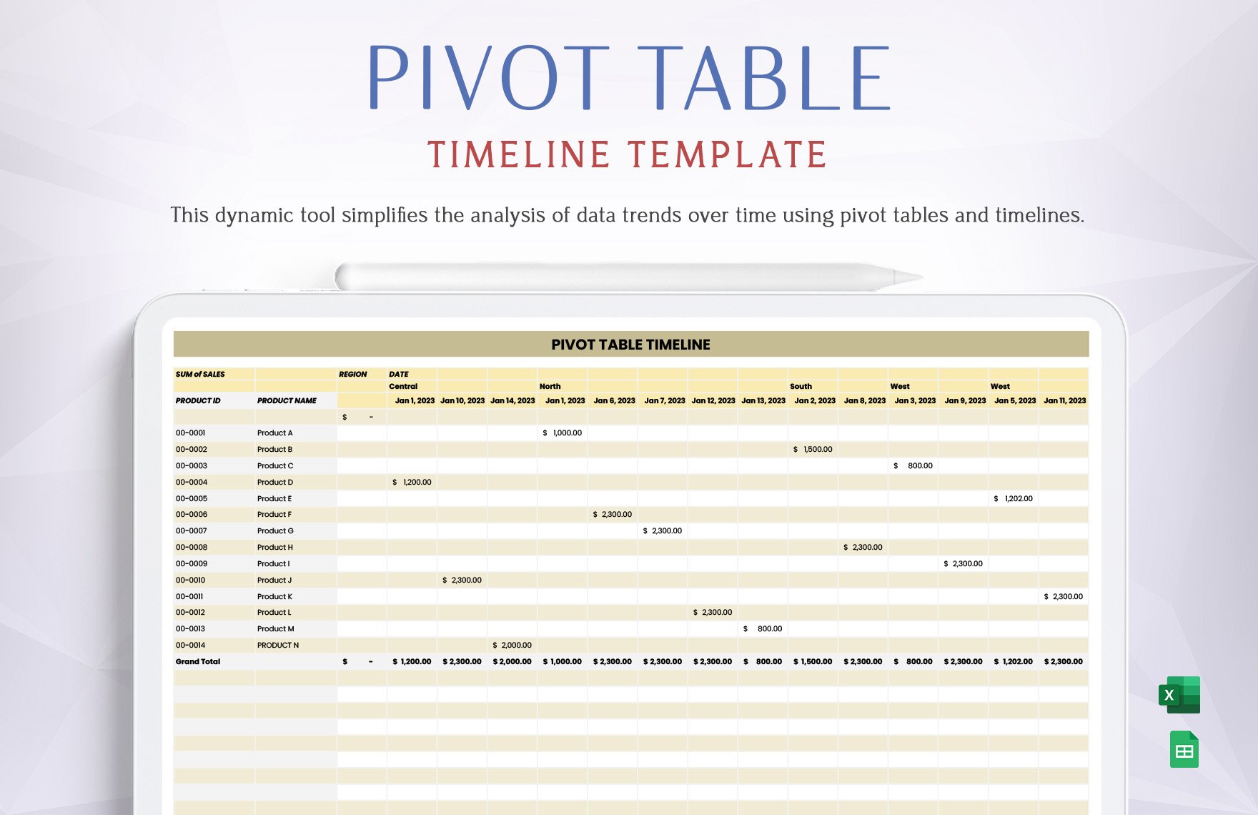 Free Pivot Table Timeline Template in Excel, Google Sheets