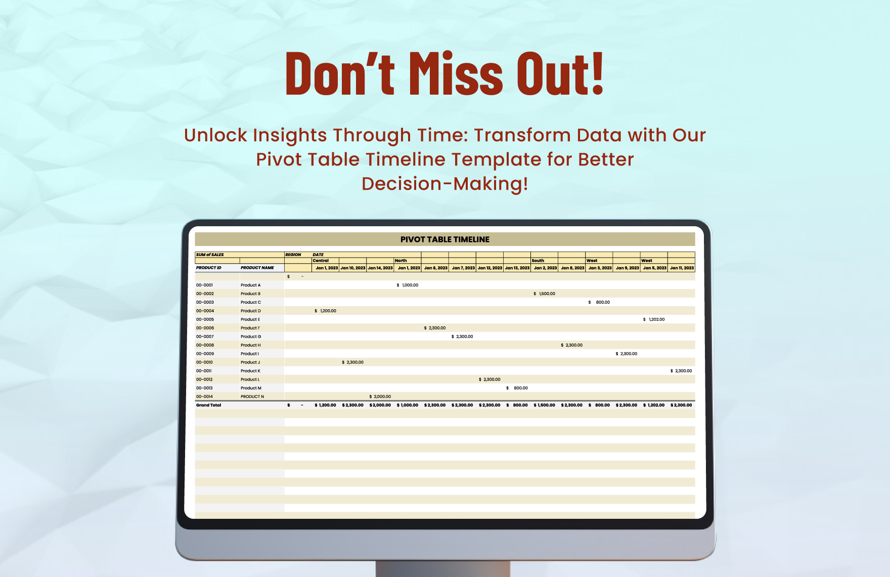 Pivot Table Timeline Template