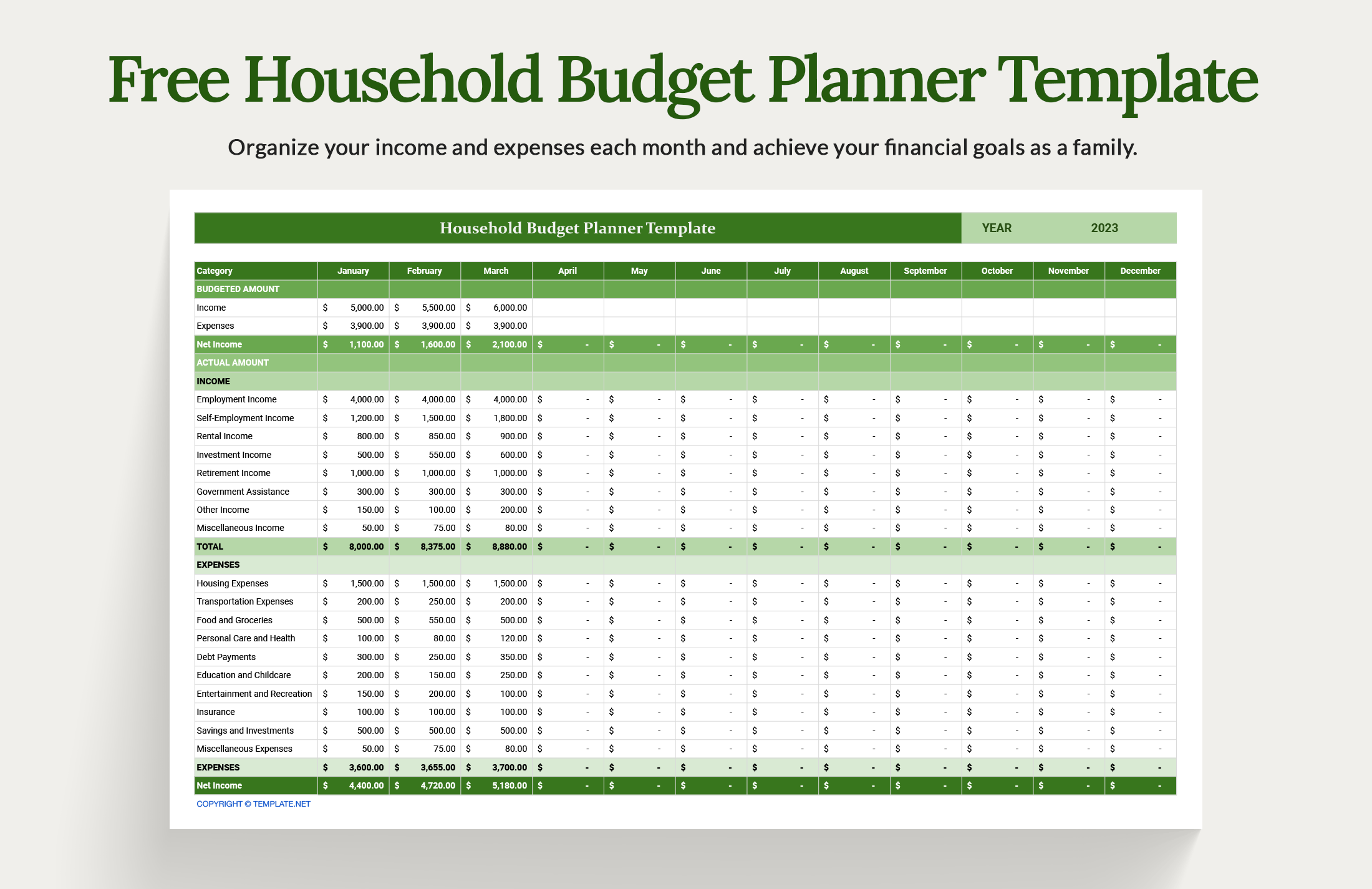 household budget template google sheets