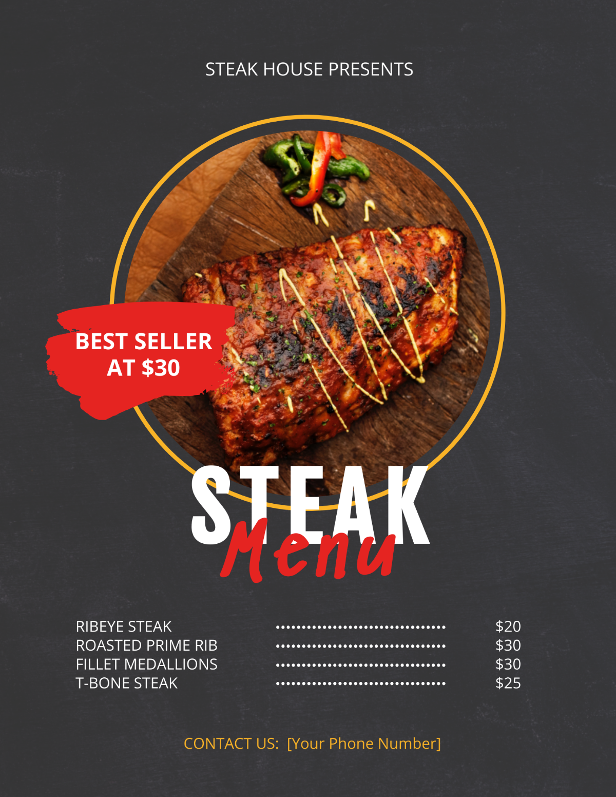 Steak Menu Flyer Template