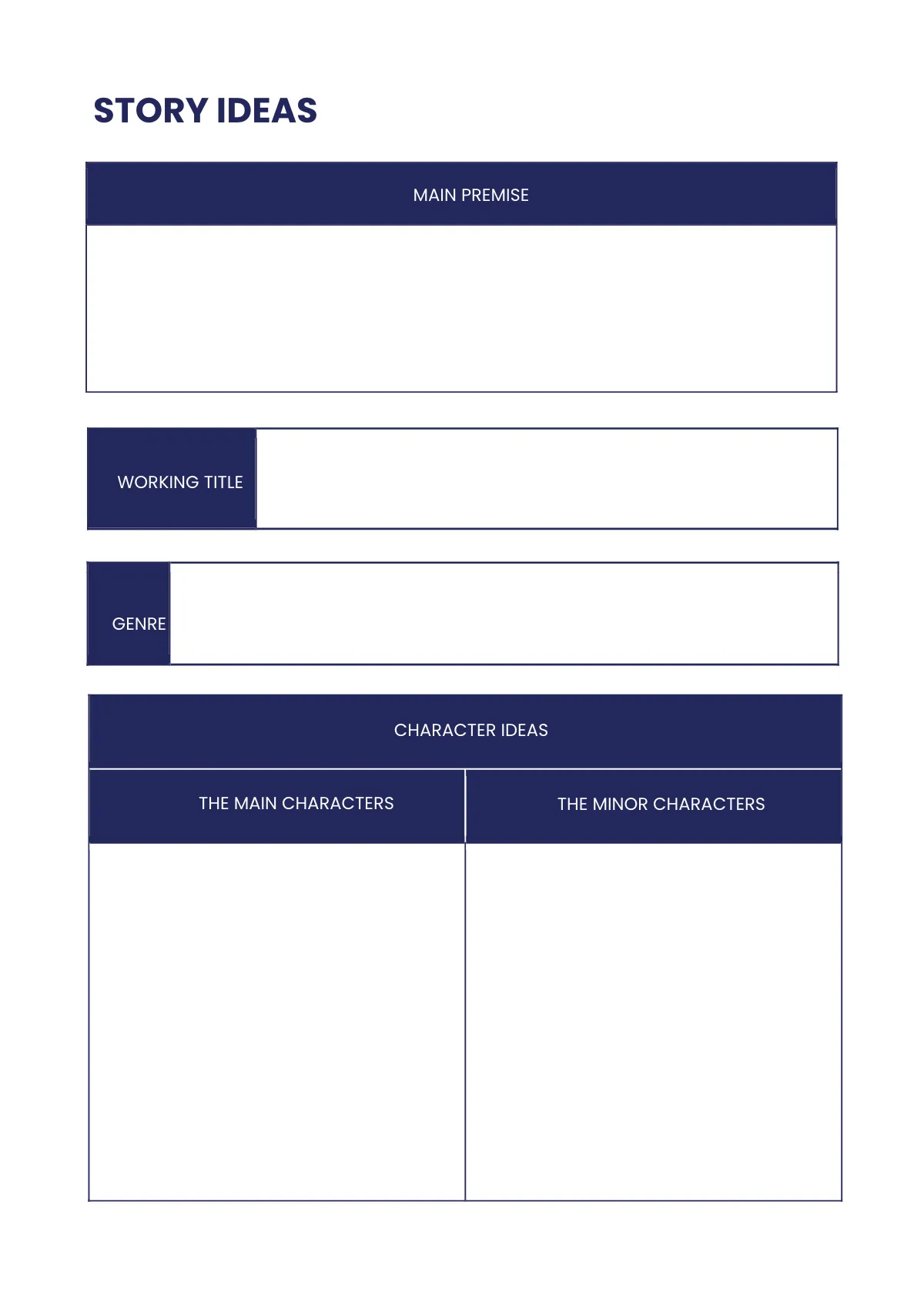 Free Editable Story Planner Template to Edit Online