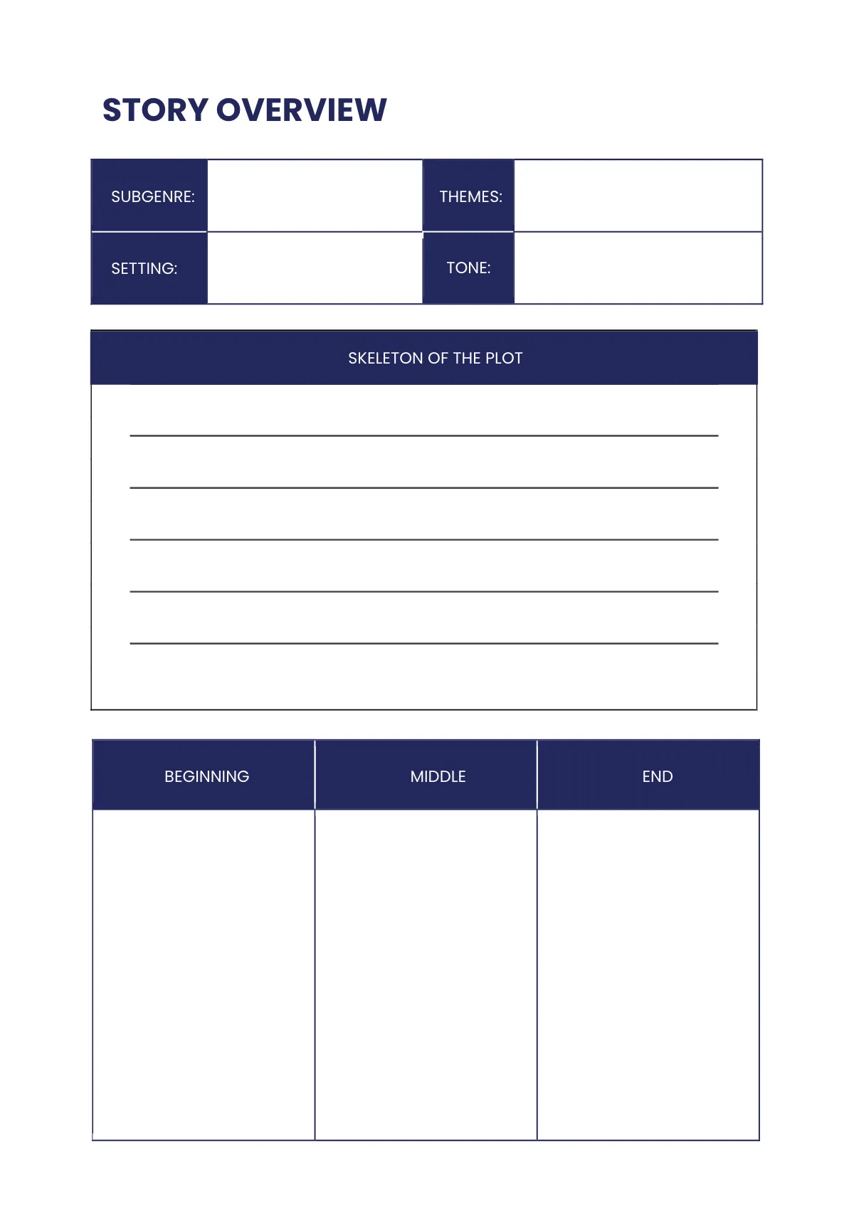 Free Editable Story Planner Template to Edit Online