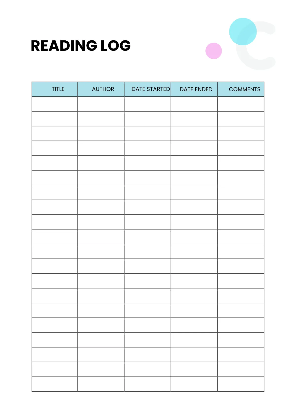 Free Basic Book Planner Template to Edit Online