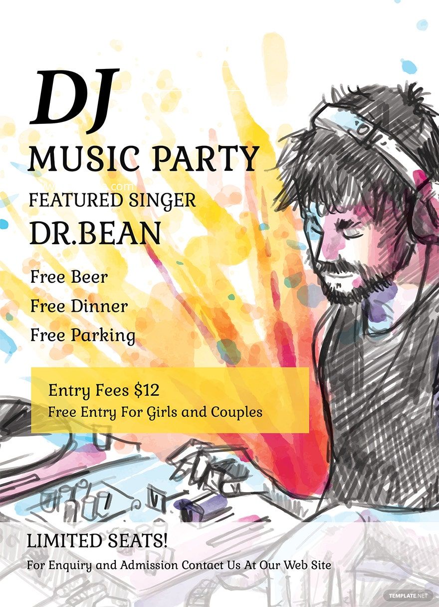 Free DJ Music Party Invitation Template