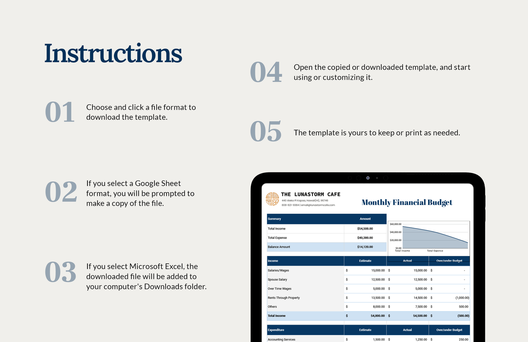 Monthly Financial Budget Template