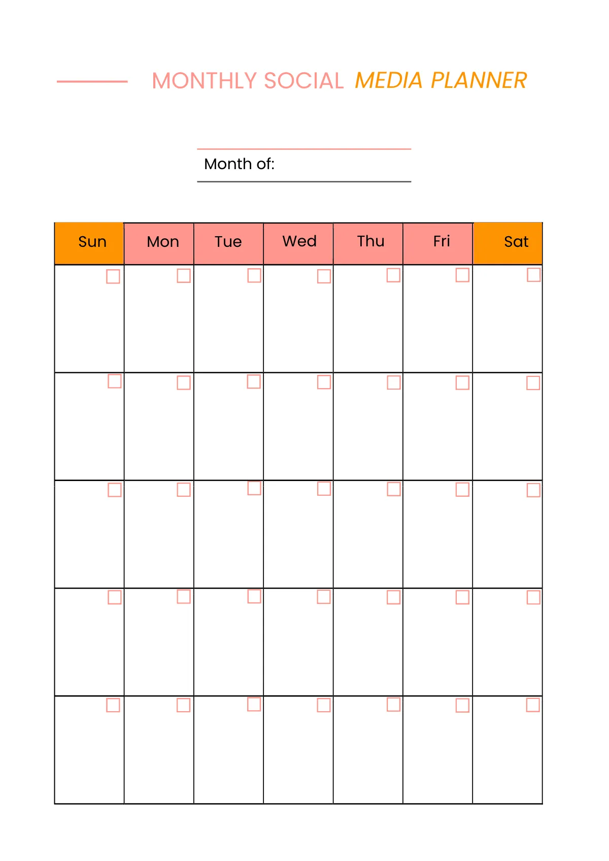 Free Sample Social Media Planner Template to Edit Online