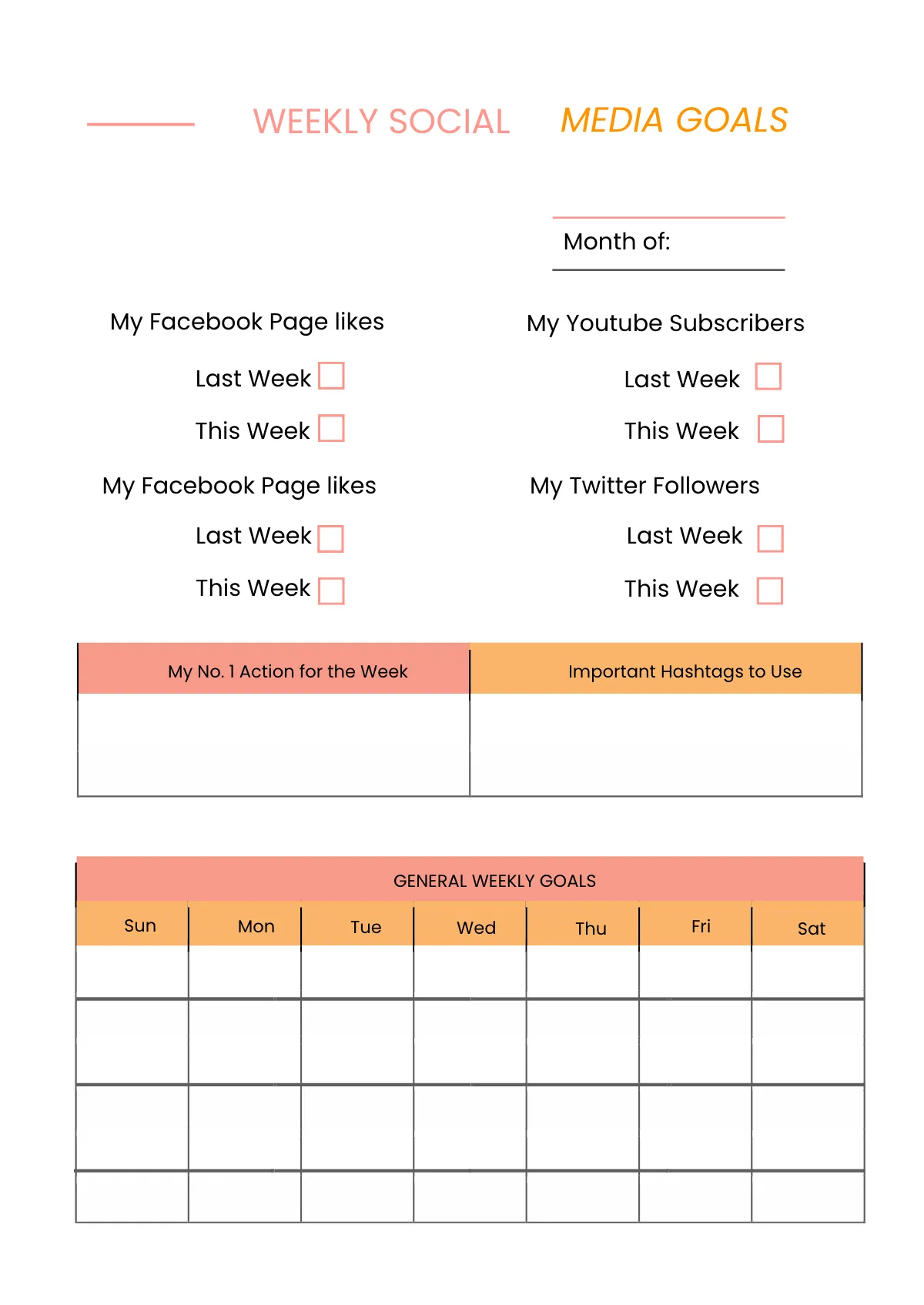 Free Sample Social Media Planner Template to Edit Online