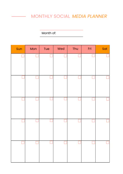 Free Sample Social Media Planner Template to Edit Online